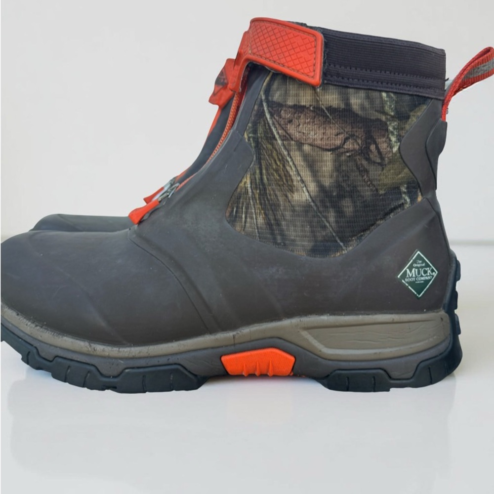 Muck Boots Apex Zip Camo Brown and Orange Waterproof Hunting Boots